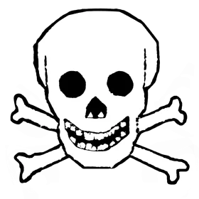 Classic Skull and Crossbones Clipart with Cartoonish Grinning Design