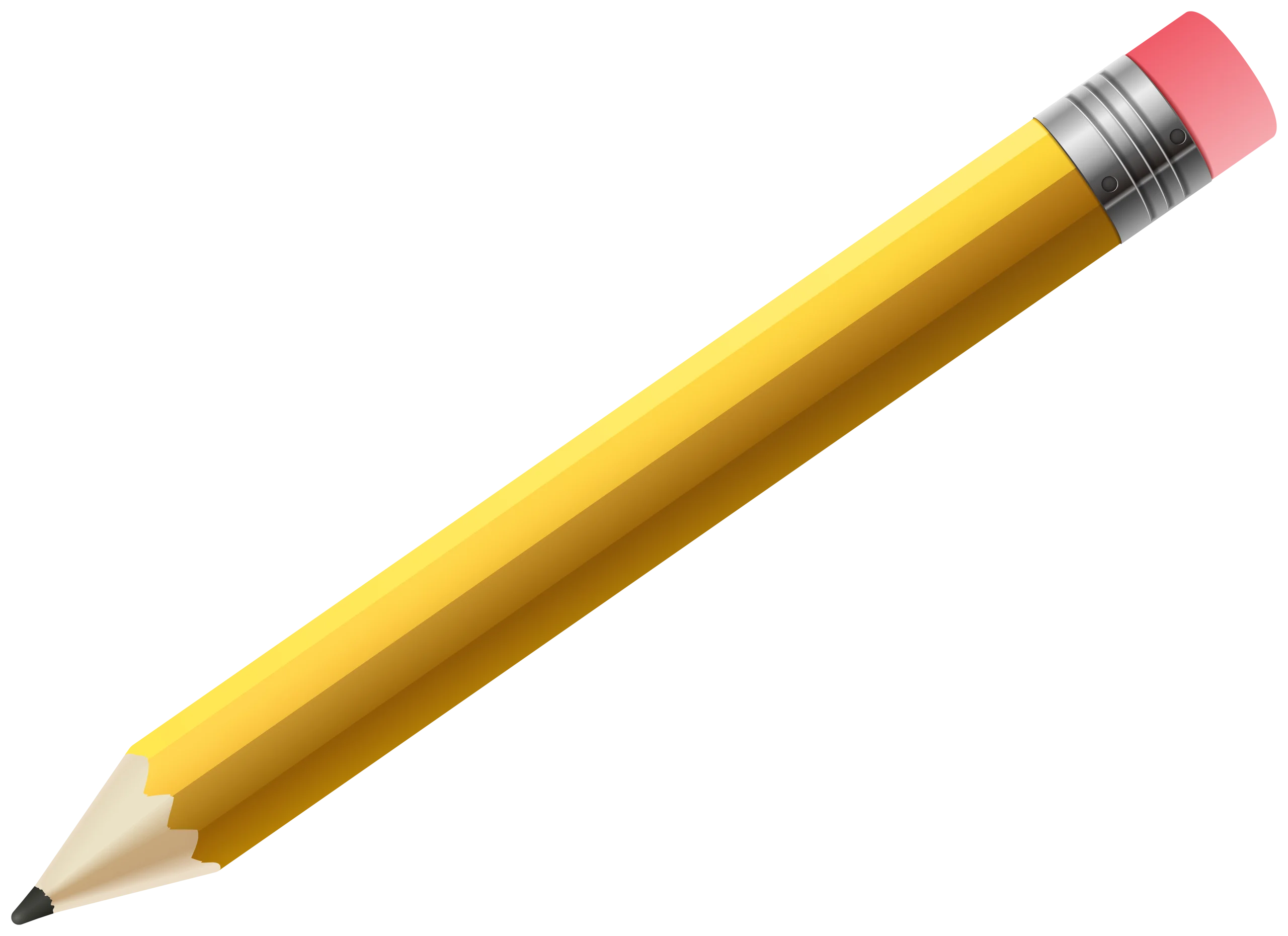 Classic Yellow No. 2 Pencil Clipart with Realistic Graphite Point and Eraser