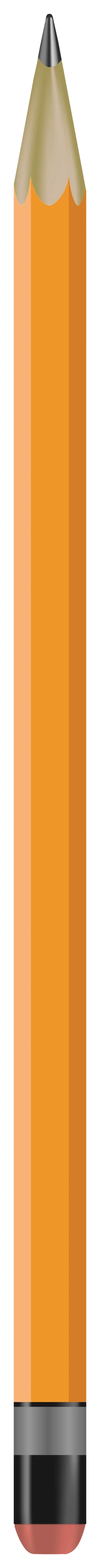 Classic Yellow No. 2 Pencil Clipart with Sharp Graphite Tip and Eraser