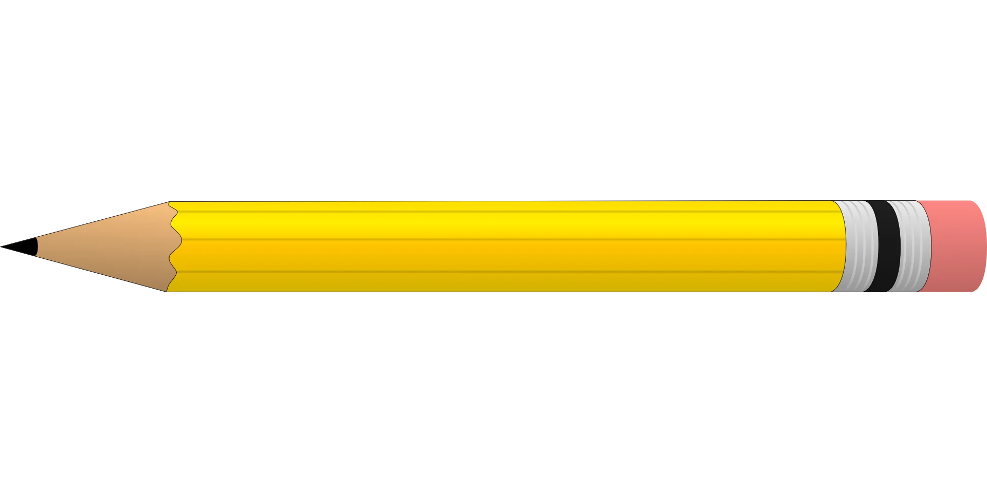 Classic Yellow No. 2 Pencil Clipart with Sharpened Graphite Point