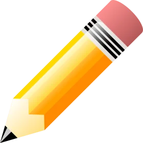 Classic Yellow Number 2 Pencil Clipart Design with Sharp Graphite Tip
