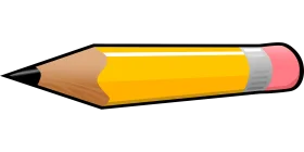 Classic Yellow Number 2 Pencil Clipart Illustration with Sharpened Graphite Tip