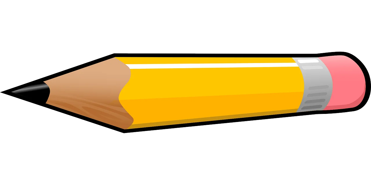 Classic Yellow Number 2 Pencil Clipart Illustration with Sharpened Graphite Tip