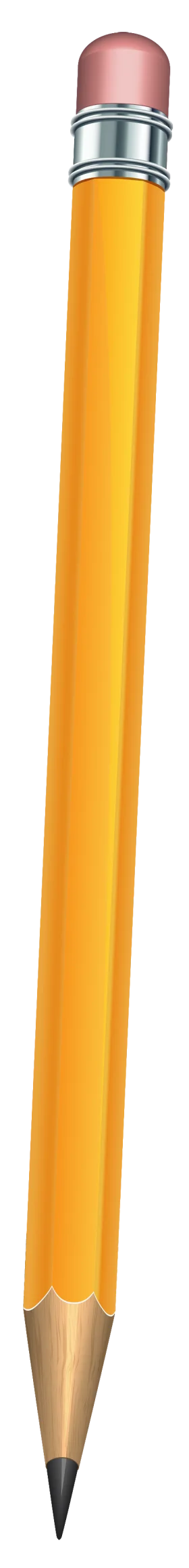 Classic Yellow Number 2 Pencil Clipart with Detailed Metallic Ferrule and Eraser