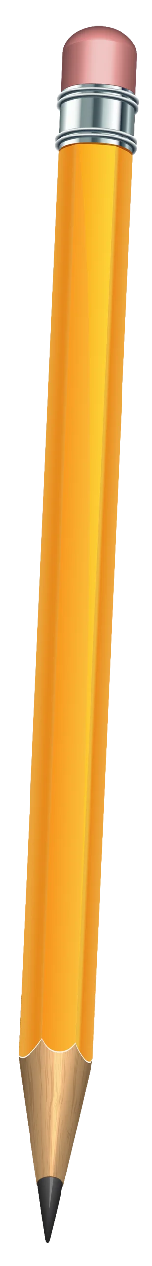 Classic Yellow Number 2 Pencil Clipart with Detailed Metallic Ferrule and Eraser