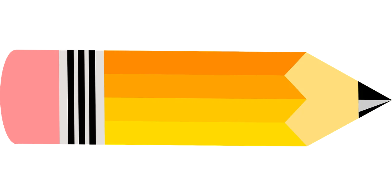 Classic Yellow Number 2 Pencil Clipart with Eraser and Stripes