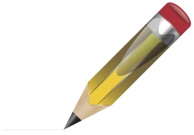 Classic Yellow Wooden Pencil Clipart with Sharpened Graphite Tip and Red Eraser
