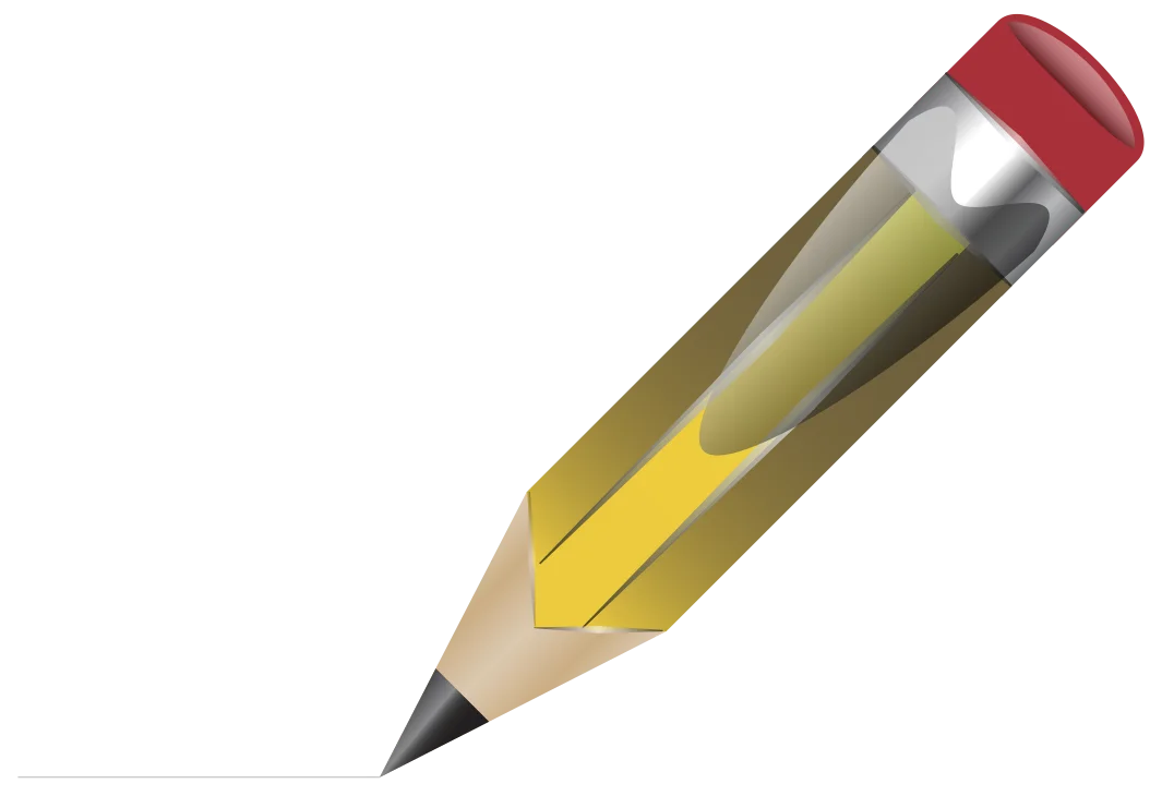 Classic Yellow Wooden Pencil Clipart with Sharpened Graphite Tip and Red Eraser