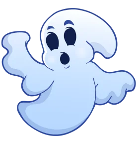 Cute and Playful Cartoon Ghost Clipart with Adorable Expressive Face