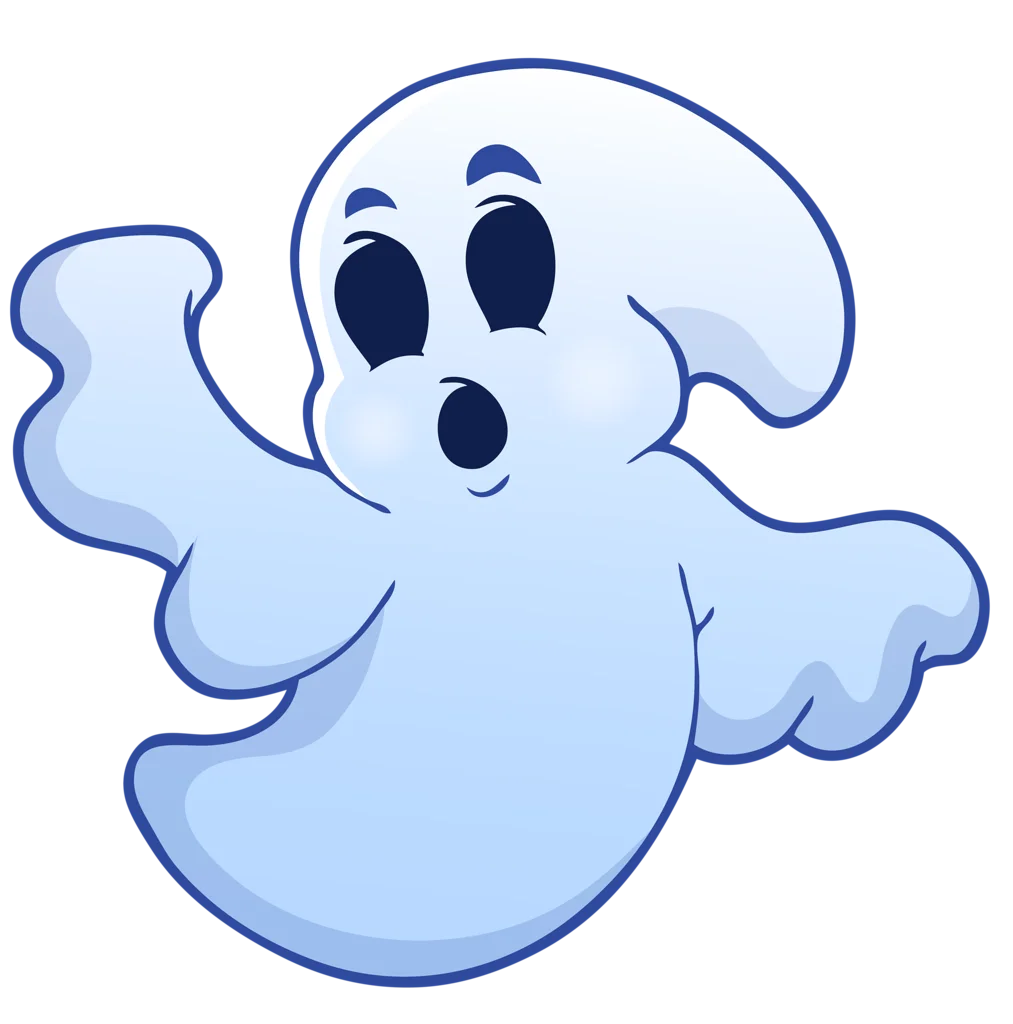 Cute and Playful Cartoon Ghost Clipart with Adorable Expressive Face