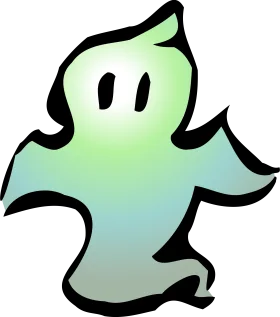 Cute Pastel Green Ghost Clipart - Friendly Cartoon Specter Design