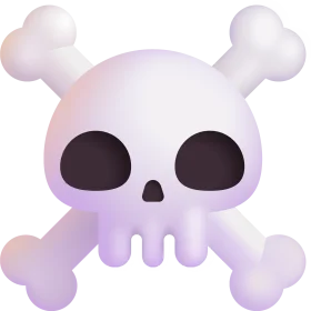 Cute Pastel Skull and Crossbones Cartoon Clipart Design with Soft Color Gradient