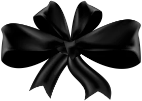 Elegant Black Silk Ribbon Bow Clipart with Luxurious Folded Layers