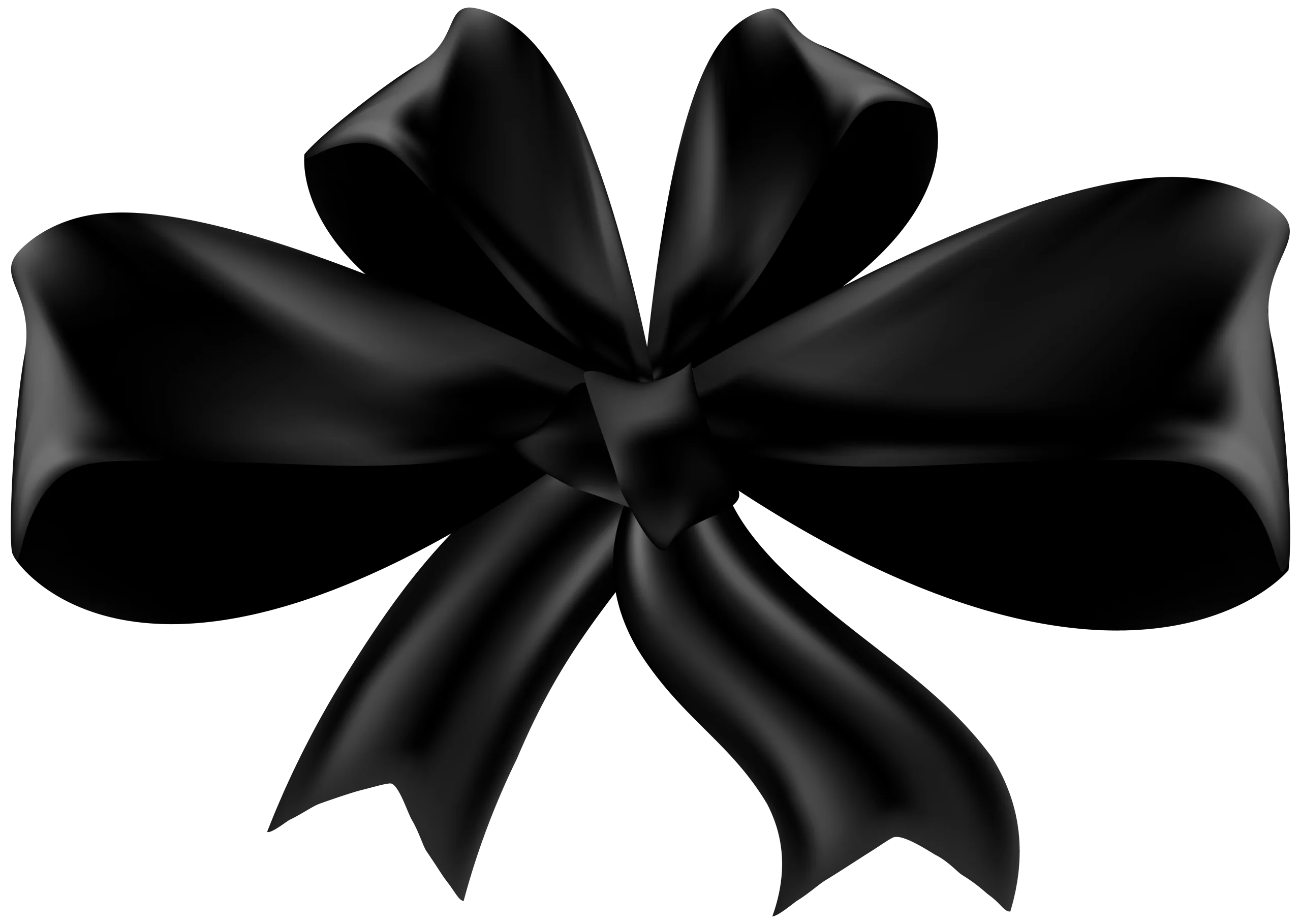 Elegant Black Silk Ribbon Bow Clipart with Luxurious Folded Layers
