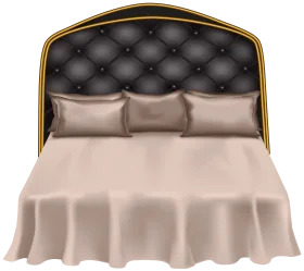 Elegant Chesterfield-Style Bedroom Headboard Clipart with Soft Bedding Illustration