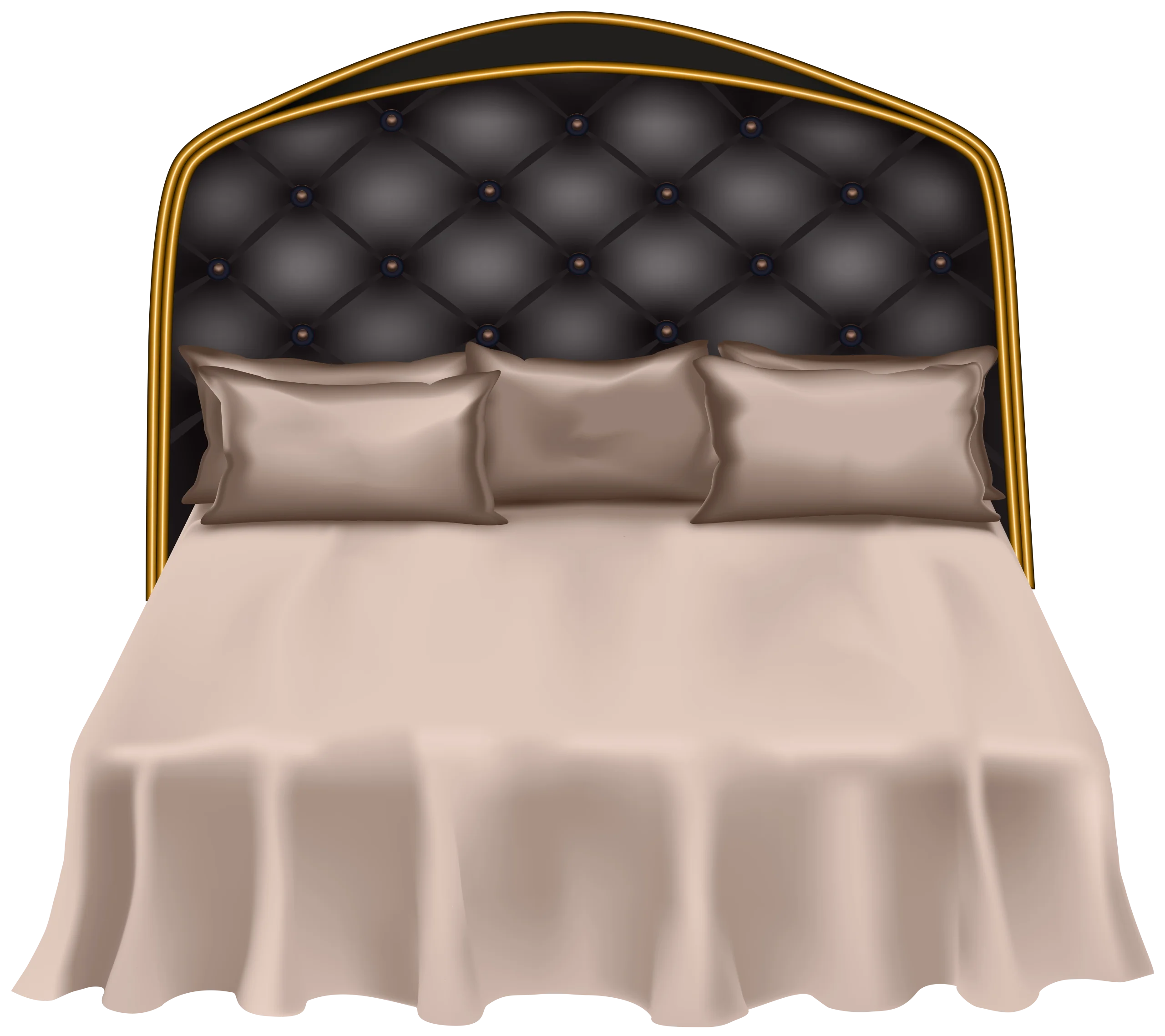 Elegant Chesterfield-Style Bedroom Headboard Clipart with Soft Bedding Illustration
