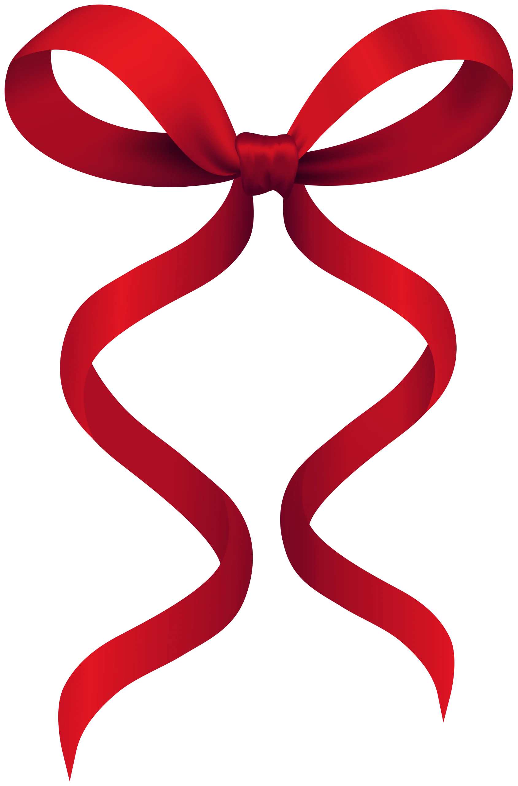 Elegant Crimson Ribbon Bow Clipart with Graceful Flowing Tails