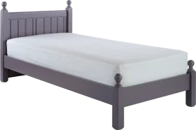 Elegant Gray Minimalist Single Bed Clipart with Classic Wooden Frame Design