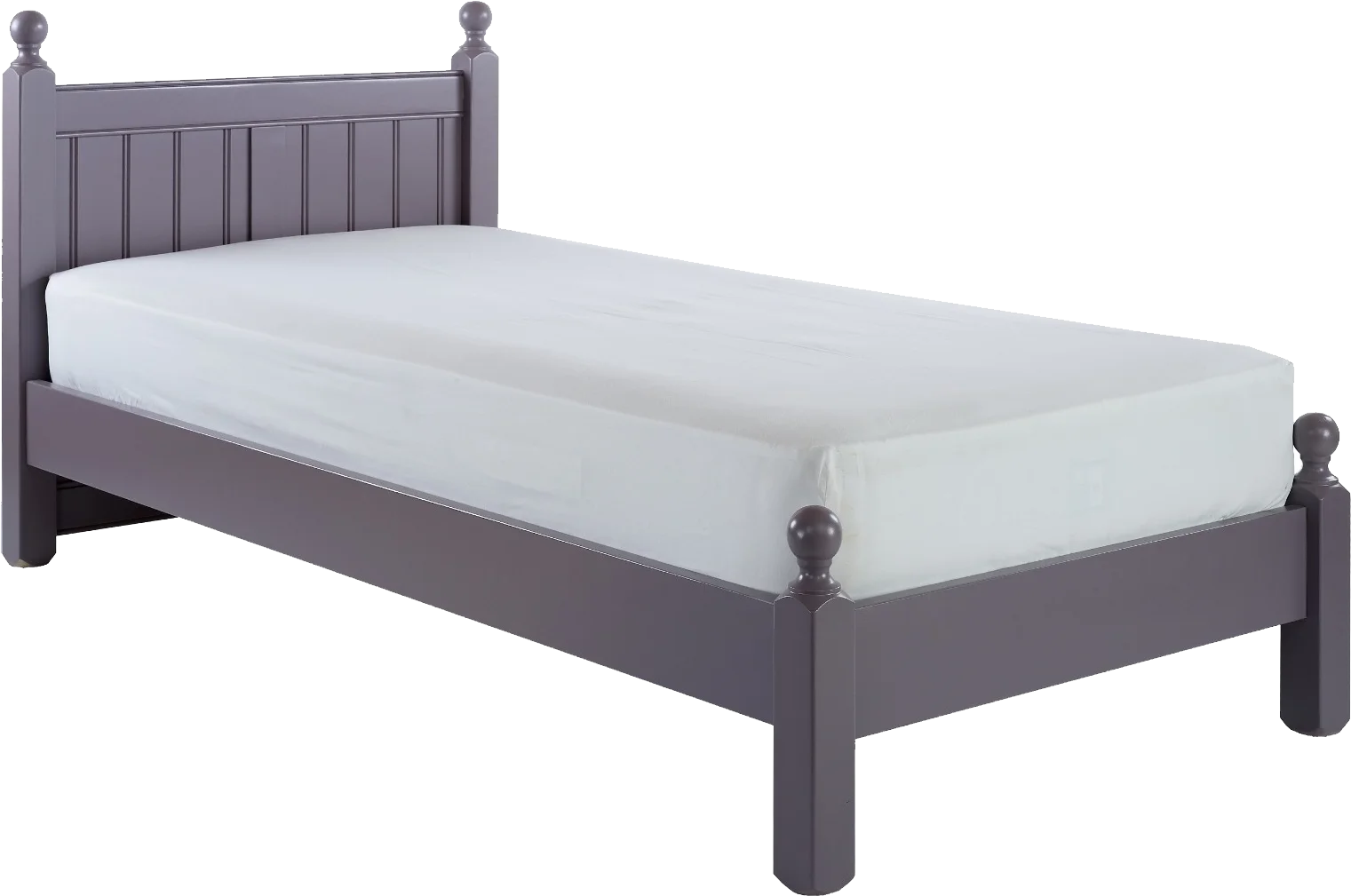 Elegant Gray Minimalist Single Bed Clipart with Classic Wooden Frame Design
