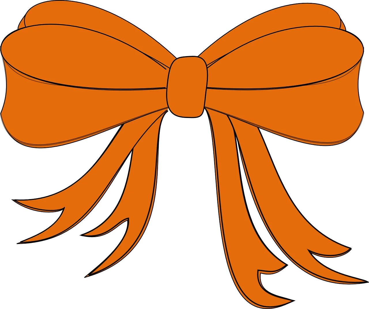 Elegant Orange Ribbon Bow Clipart with Flowing Decorative Tails