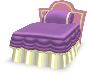 Elegant Purple and Yellow Scalloped Bed Clipart Illustration for Design Projects