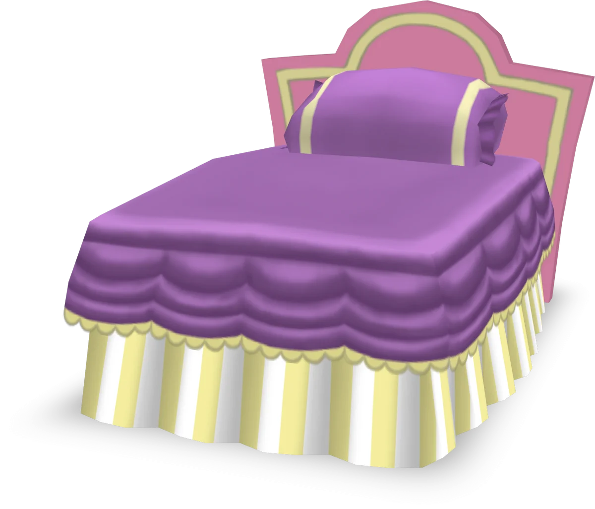 Elegant Purple and Yellow Scalloped Bed Clipart Illustration for Design Projects
