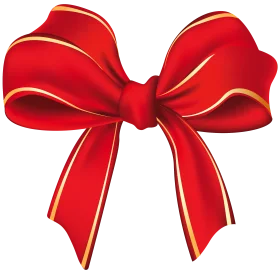 Elegant Red Ribbon Bow Clipart with Golden Trim - Classic Holiday Design