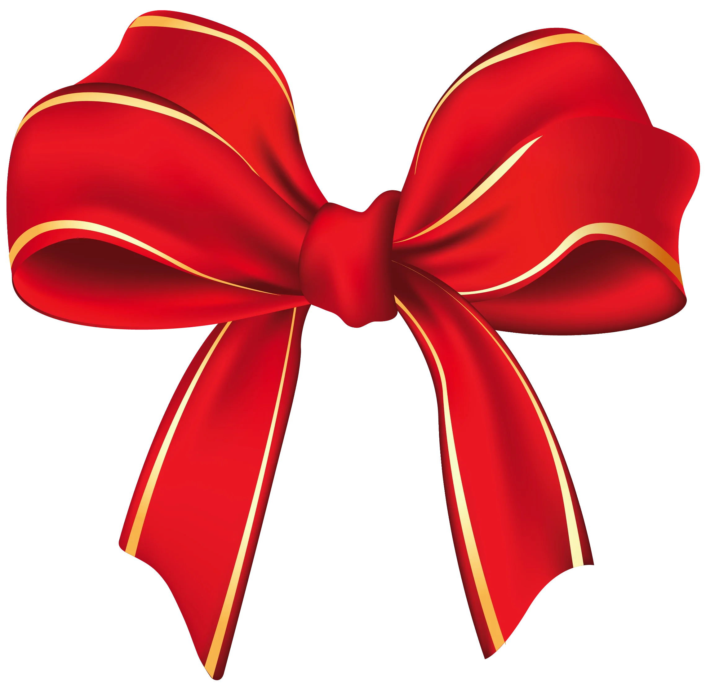 Elegant Red Ribbon Bow Clipart with Golden Trim - Classic Holiday Design