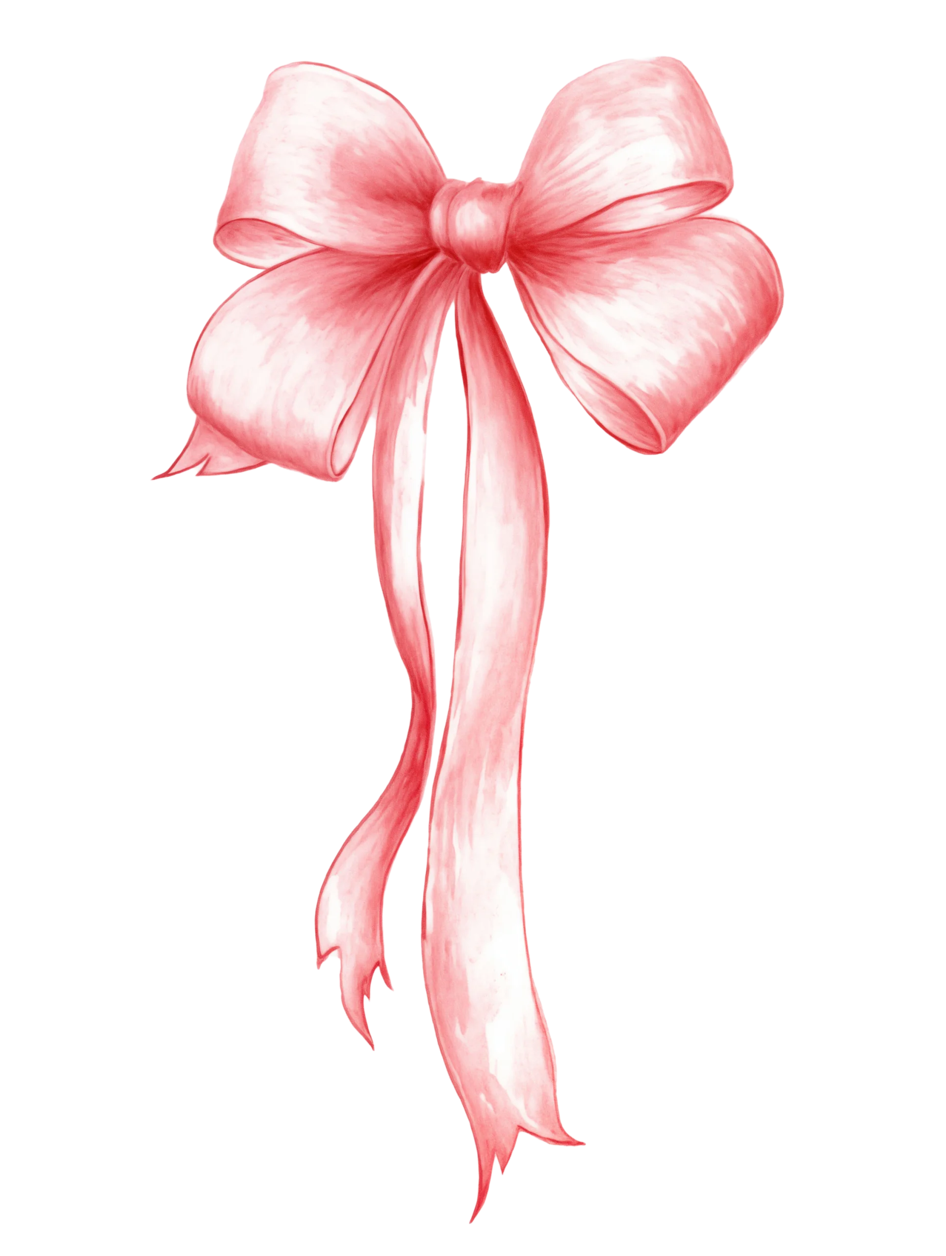 Elegant Soft Pink Watercolor Ribbon Bow Clipart with Delicate Translucent Texture