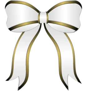 Elegant White and Gold Trimmed Decorative Bow Clipart with Refined Edges
