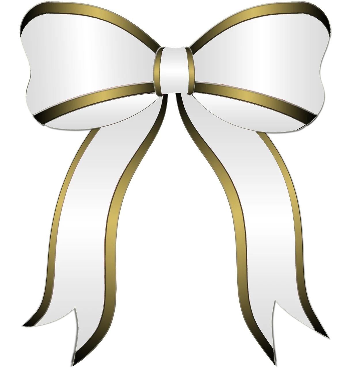 Elegant White and Gold Trimmed Decorative Bow Clipart with Refined Edges