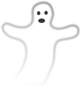 Ethereal Floating Ghost Clipart with Minimalist Monochrome Design