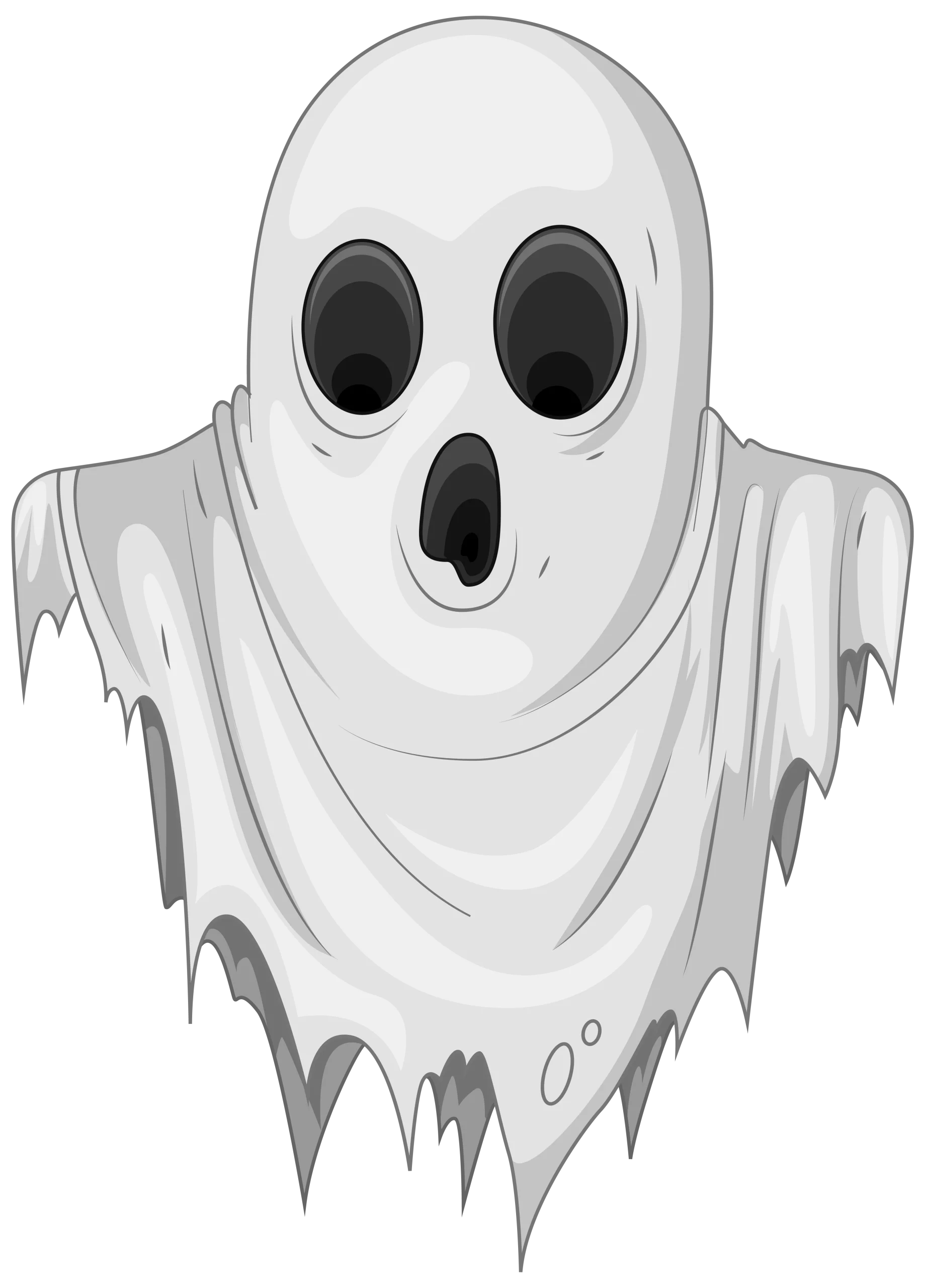 Ethereal Monochrome Spectral Ghost Clipart with Haunting Otherworldly Essence