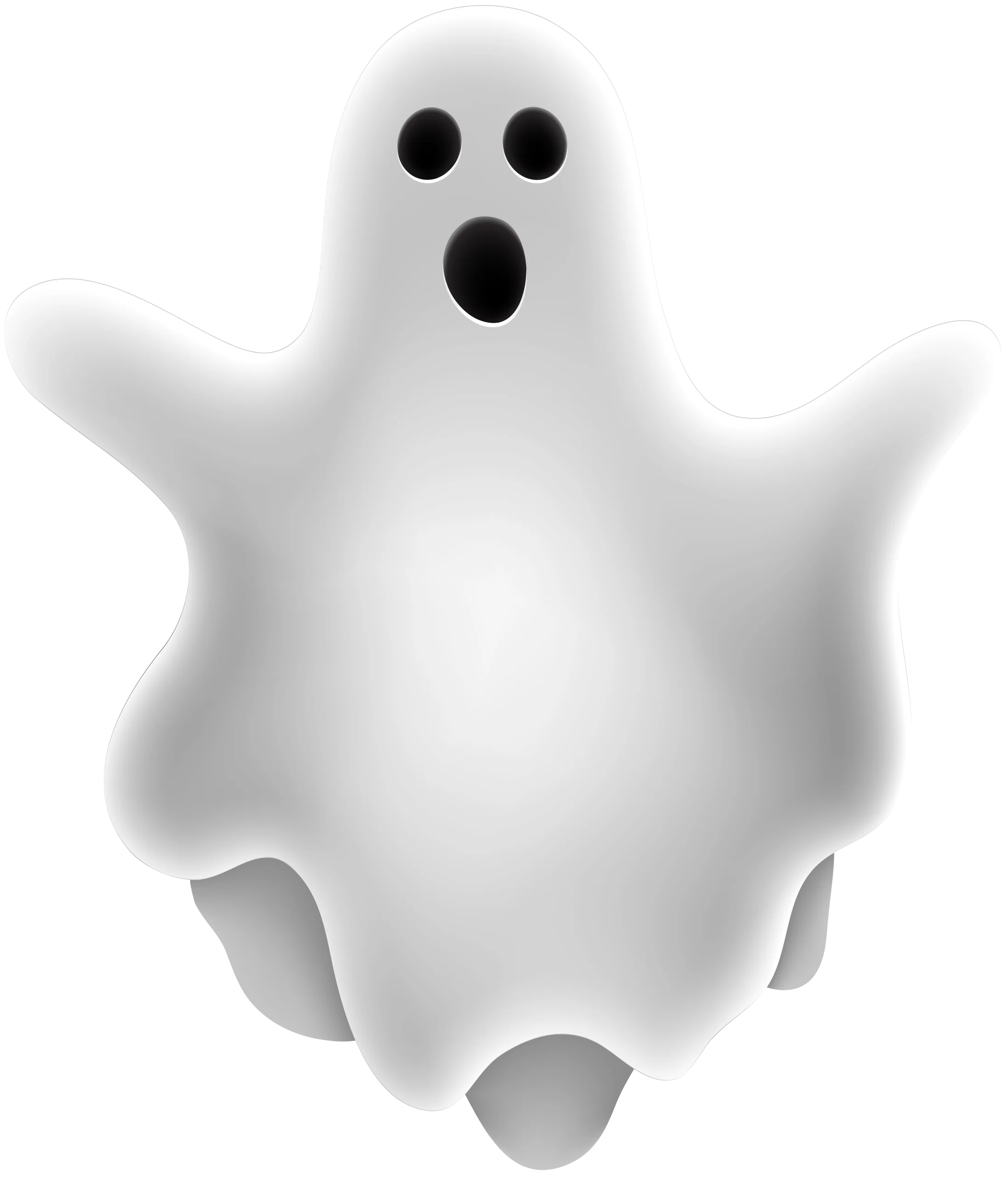 Ethereal Spectral Apparition: A Haunting Ghost Clipart Design in Monochrome Shades
