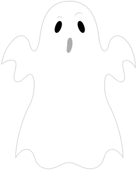 Ethereal White Classic Ghost Clipart Illustration with Haunting Silhouette