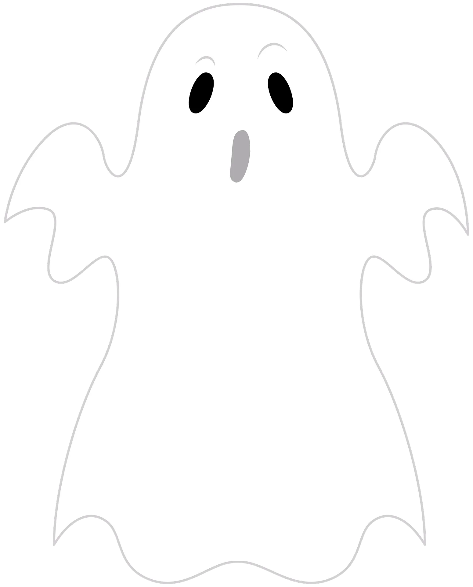 Ethereal White Classic Ghost Clipart Illustration with Haunting Silhouette