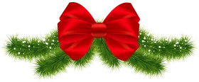 Festive Christmas Holiday Greenery Clipart with Elegant Red Bow Decoration