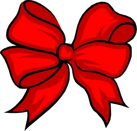 Festive Red Ribbon Bow Clipart: Elegant Design with Flowing Loops and Knot