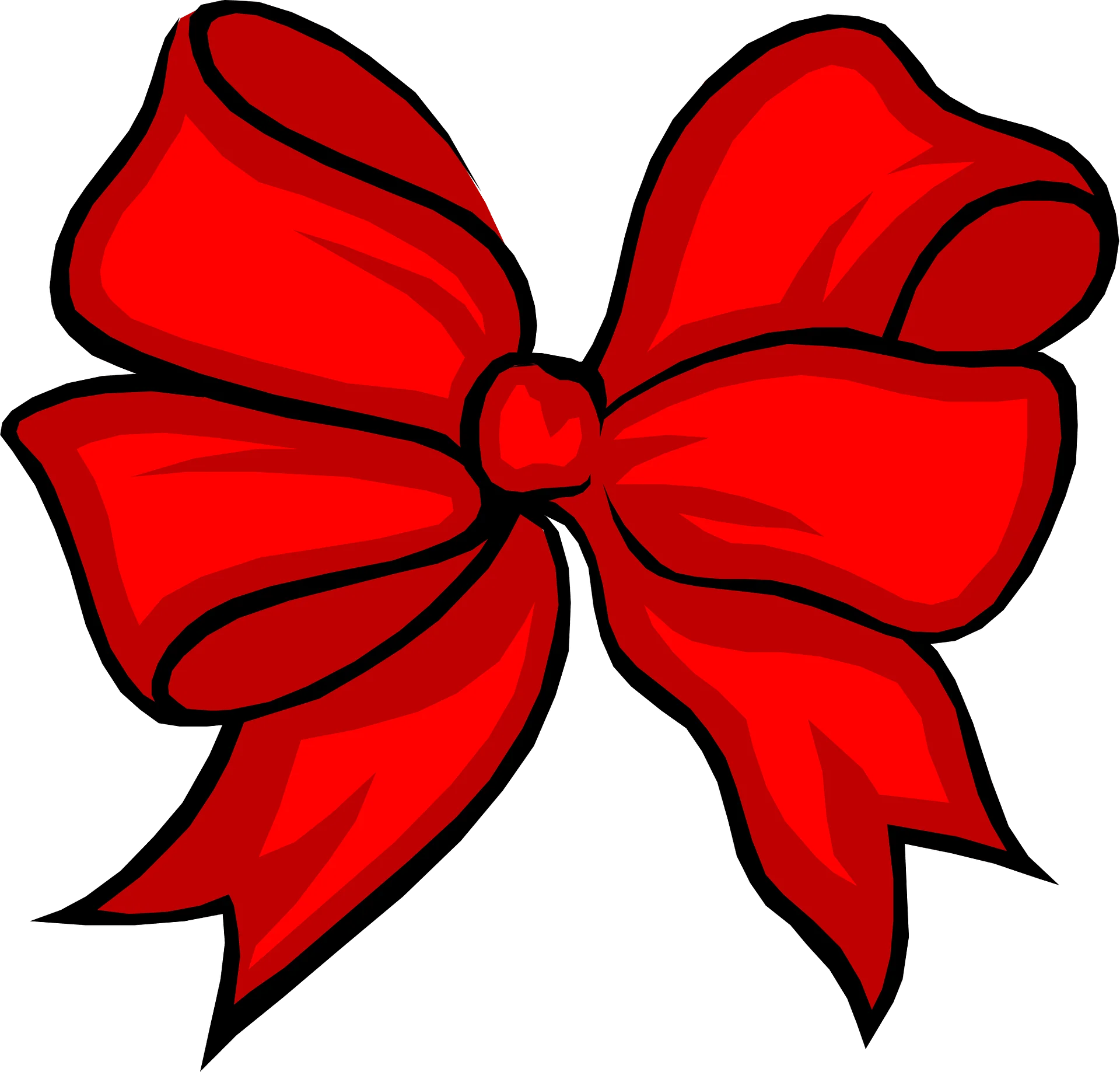 Festive Red Ribbon Bow Clipart: Elegant Design with Flowing Loops and Knot