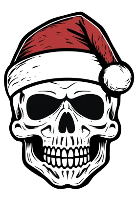 Festive Skull Santa Clipart: Holiday Darkness Meets Skeletal Cheer