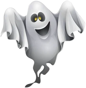 Friendly and Playful Halloween Ghost Clipart with Cheerful Expression and Wavy Design