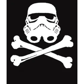 Galactic Pirate Emblem: Stormtrooper Skull and Crossbones Clipart Design