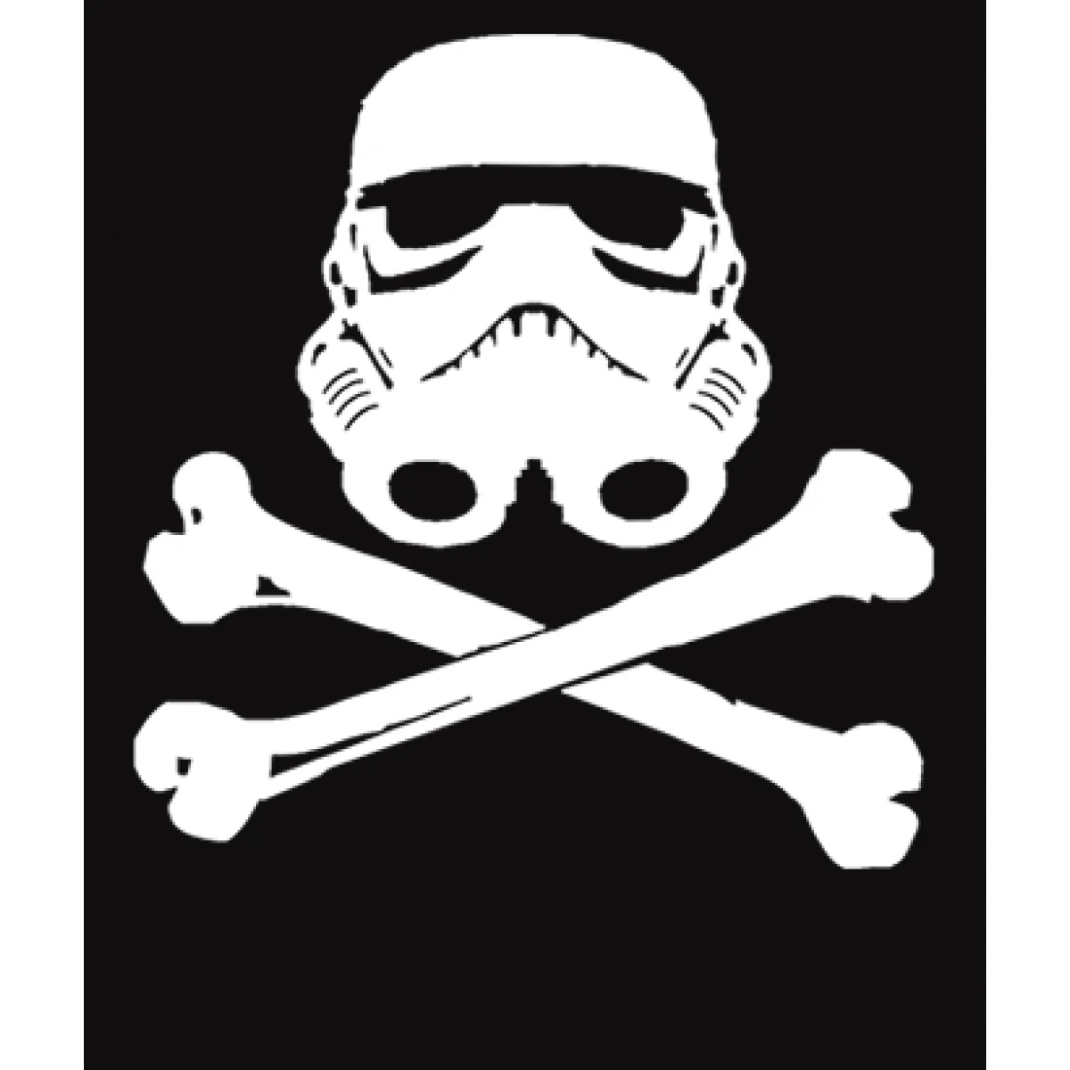 Galactic Pirate Emblem: Stormtrooper Skull and Crossbones Clipart Design