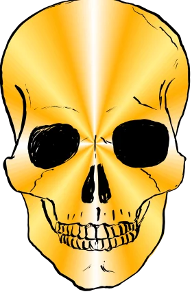 Golden Luminescent Skull Clipart: Anatomical Illustration with Radiant Symmetry