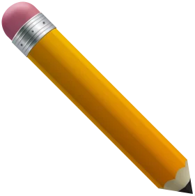 Large Classic Yellow Number 2 Pencil Cartoon Clipart with Soft Pink Eraser Top