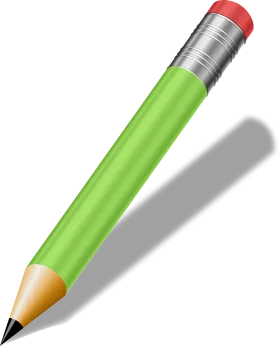 Lime Green Wooden Pencil Clipart with Metallic Eraser Tip and Sharp Point
