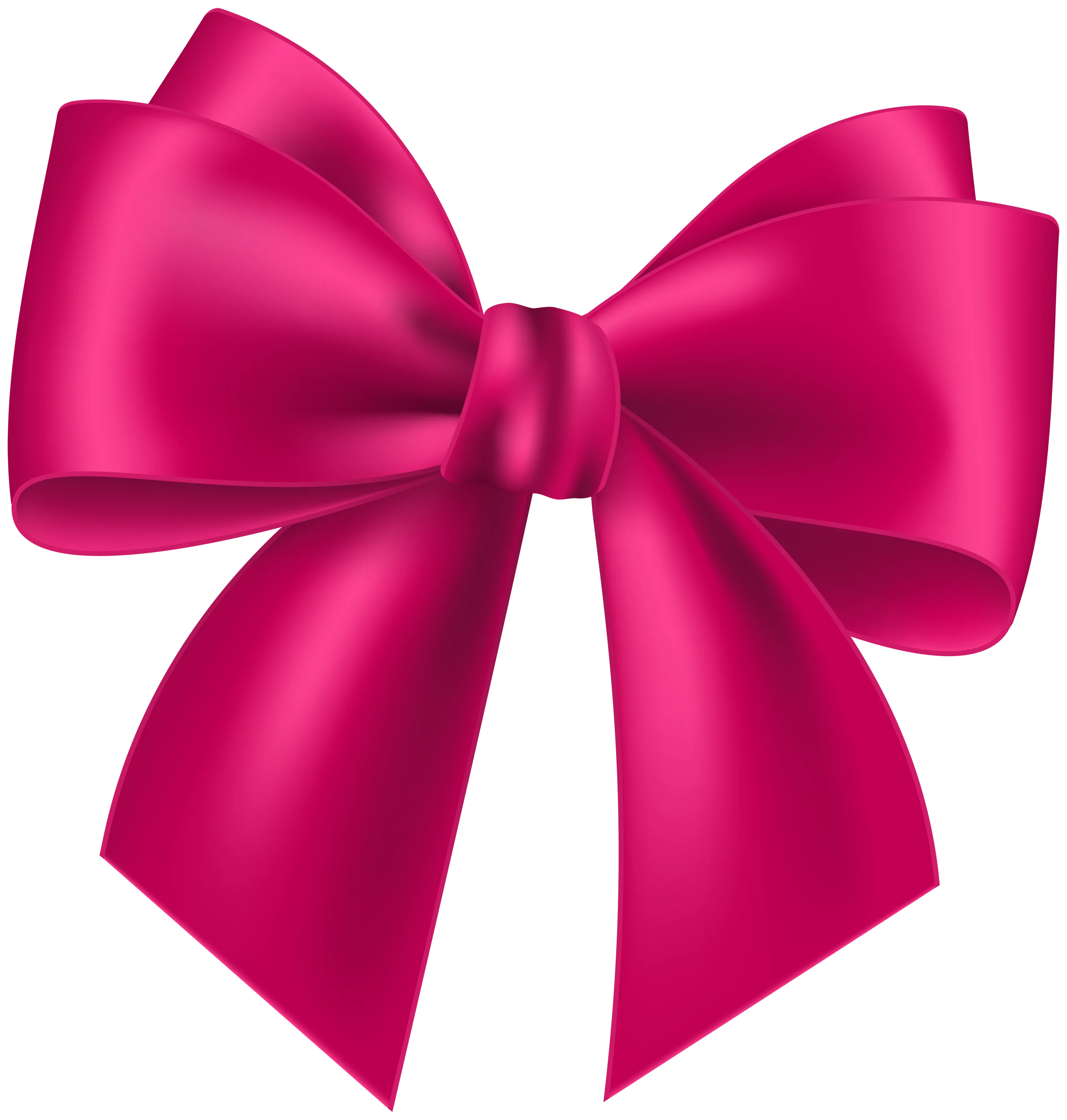 Luxurious Hot Pink Satin Ribbon Bow Clipart with Elegant Folds and Silky Texture