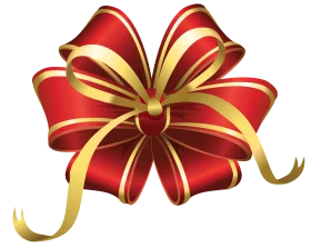 Luxurious Red and Gold Ribbon Bow Clipart with Elegant Flowing Streamers