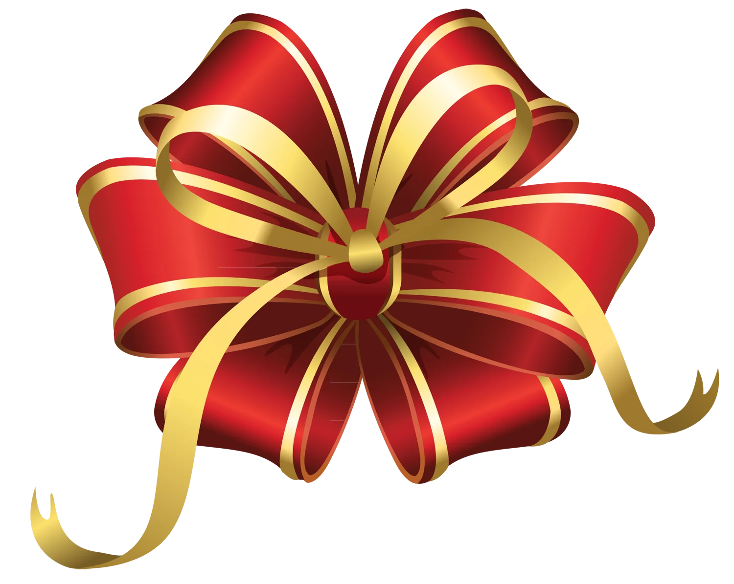 Luxurious Red and Gold Ribbon Bow Clipart with Elegant Flowing Streamers