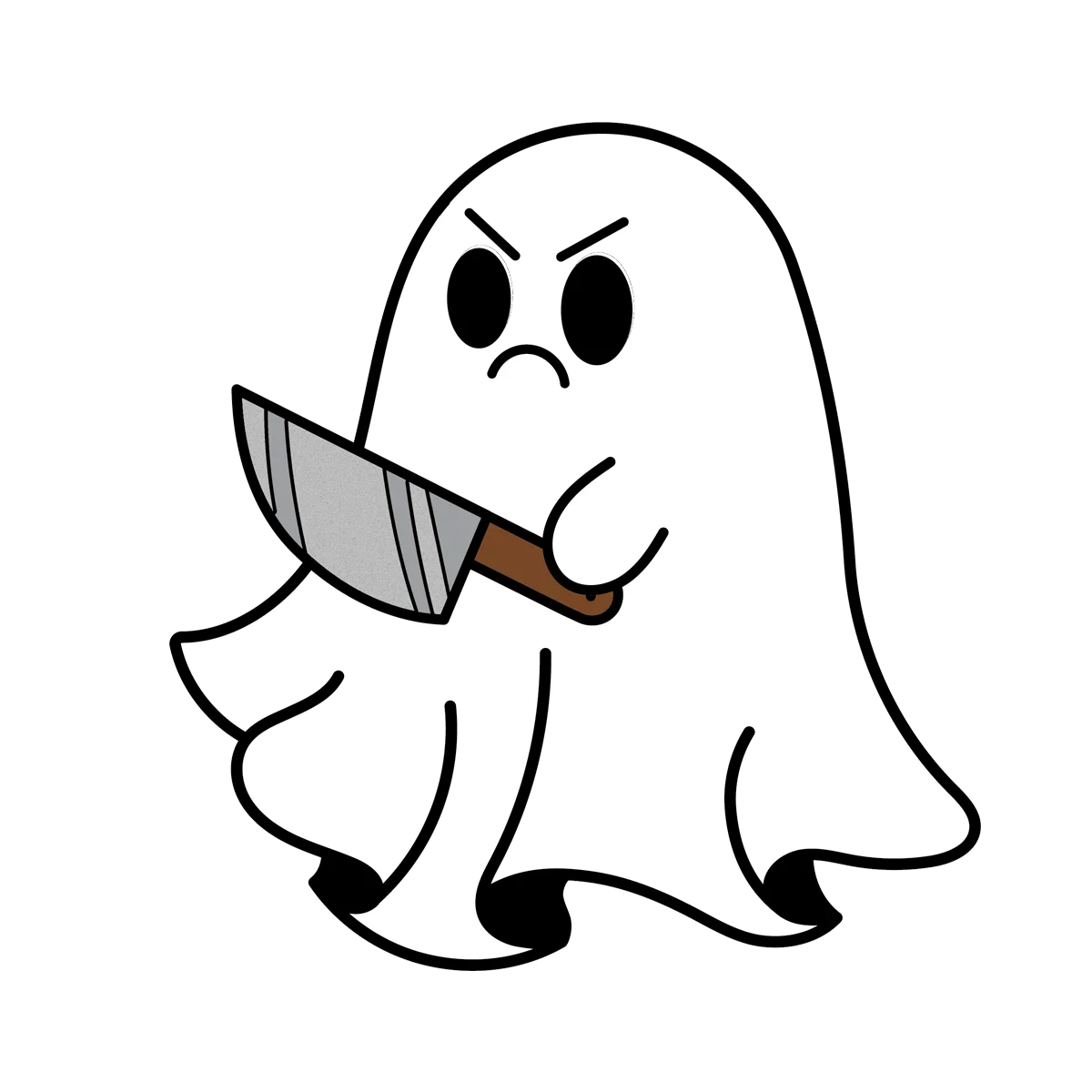 Menacing Spectral Character with Knife - Spooky Halloween Ghost Clipart Design